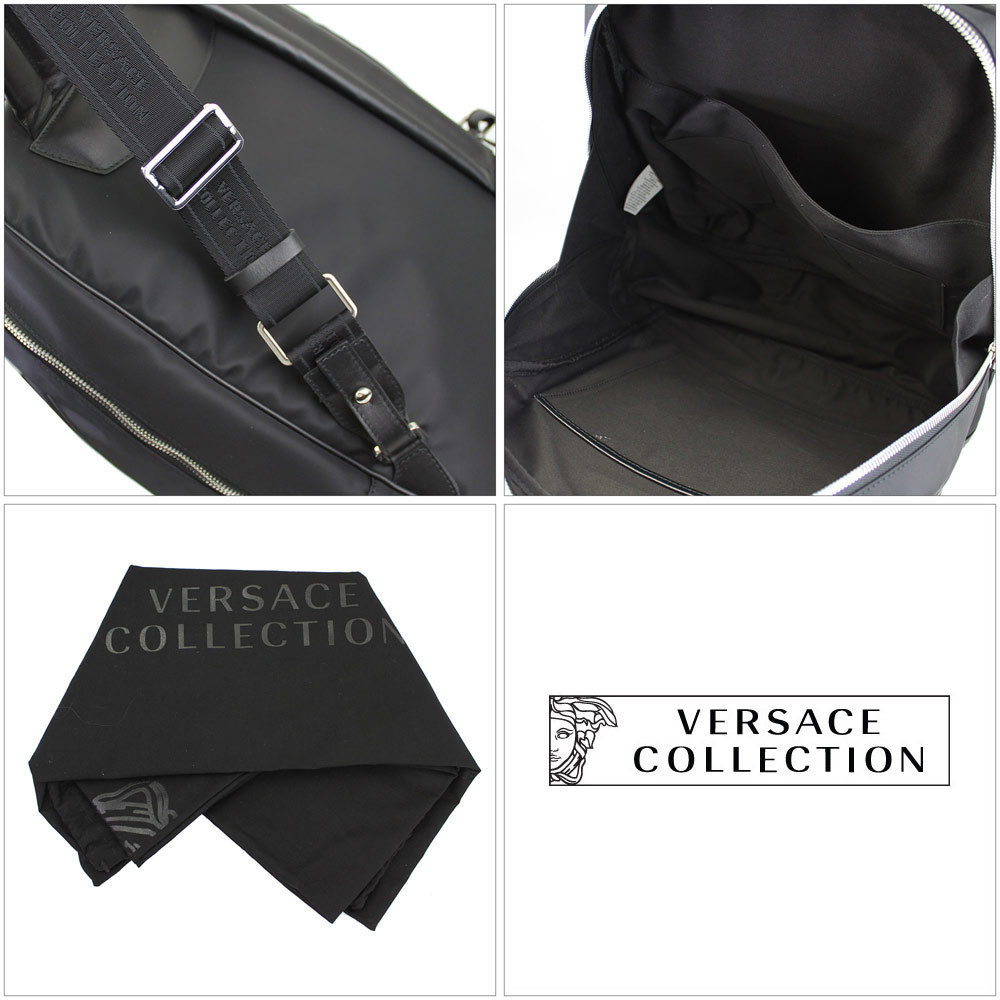 Versace Collection Nylon Leather Backpack Bag Bla… - image 3
